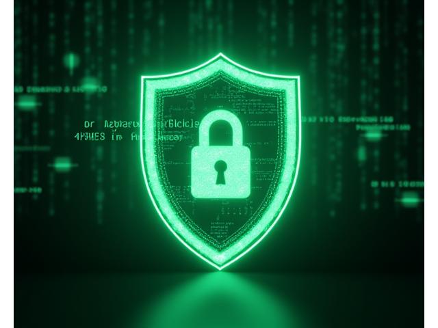 A digital shield icon overlaid with a padlock and abstract binary code, representing robust data privacy and security measures for health information.
