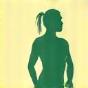 Dynamic silhouette of a person engaging in light exercise, like stretching or yoga.