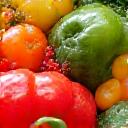 Close-up of fresh, colorful fruits and vegetables