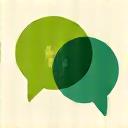 Icon representing community feedback with people talking bubble