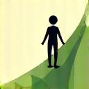 Icon representing lifestyle upgrades with a person climbing a ladder