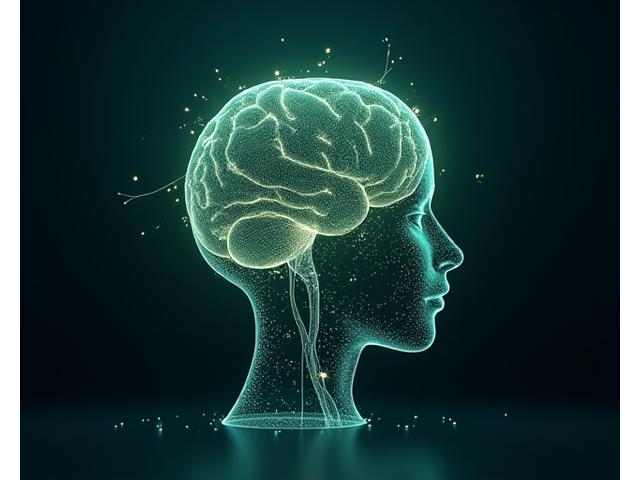 Abstract visualization of interconnected data points and AI brain, representing advanced technology and human expertise.